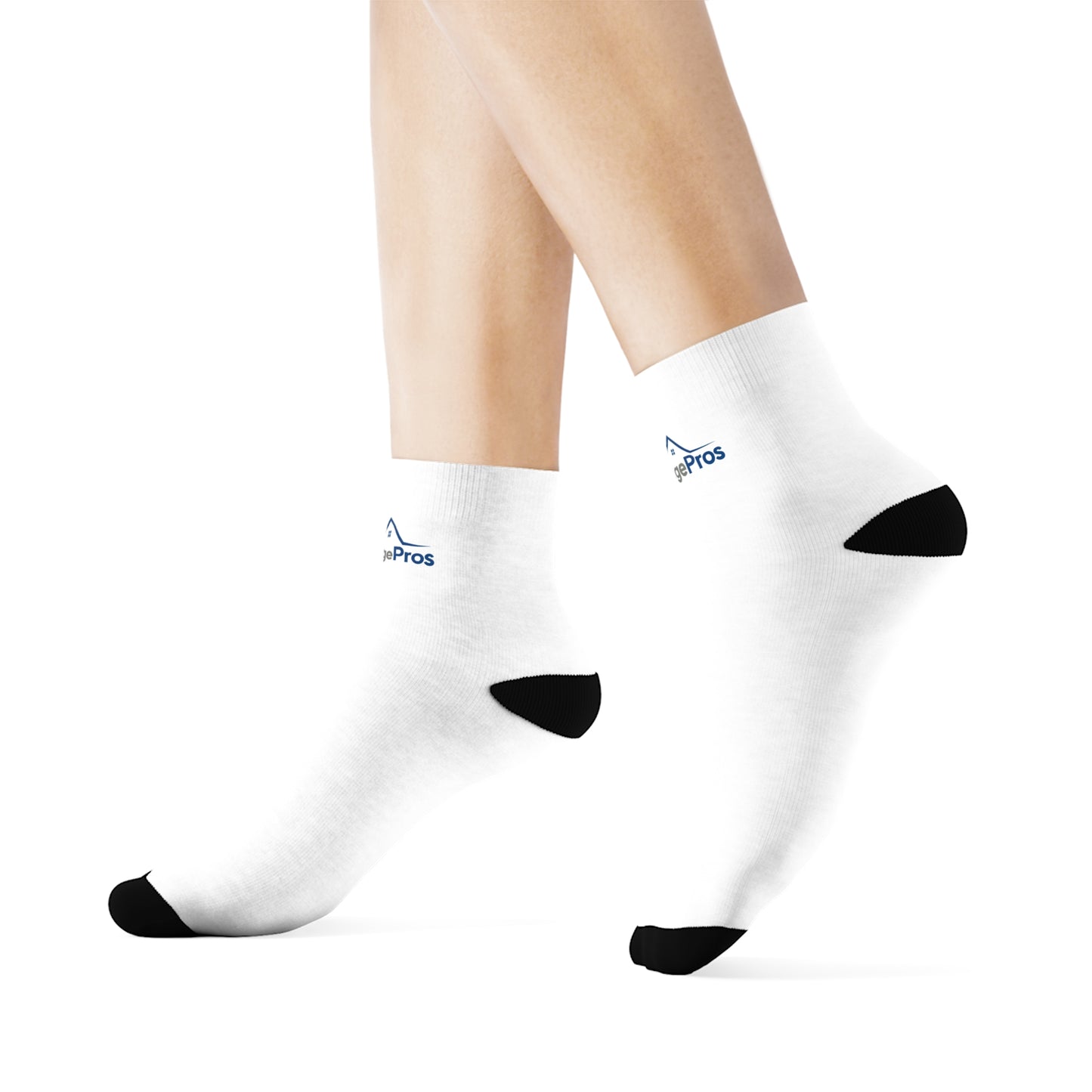 White Crew Socks with Black Heel & Toe — Minimal Everyday Athletic Socks
